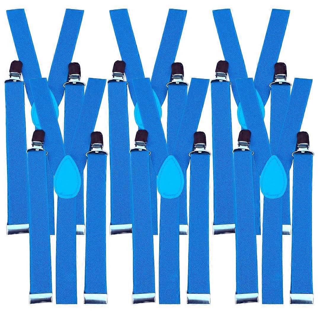 6x Mens Suspenders Braces Adjustable Strong Clip On Elastic Formal Wedding BULK
