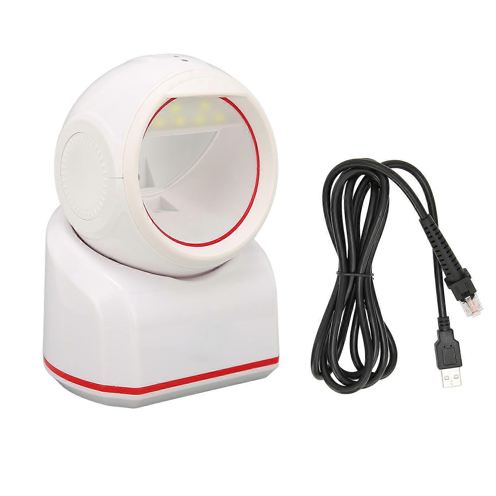 Barcode Scanner USB 2D 1D Omnidirectional Sensing 617nm Red LED Desktop Label Reader for Phone Screens White