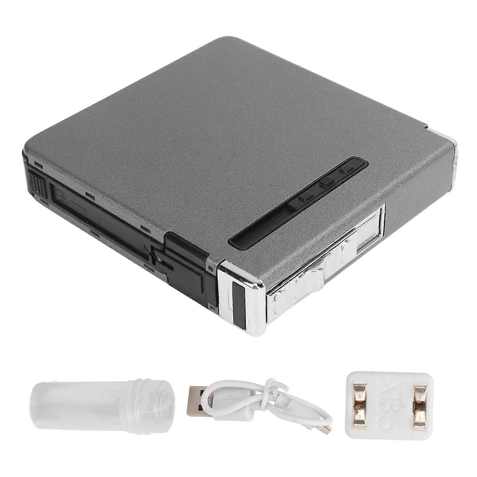 20 Regular Cigarettes Case Box USB Rechargeable Cigarette Case with Lighter for Men Women Ideal Gift for Smoker Gray Matte