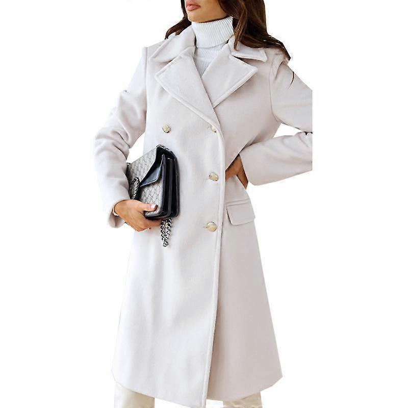 Autumn and Winter Women's Jacket Simple Long-sleeved Lapel Double-breasted Tweed Jacket for Women