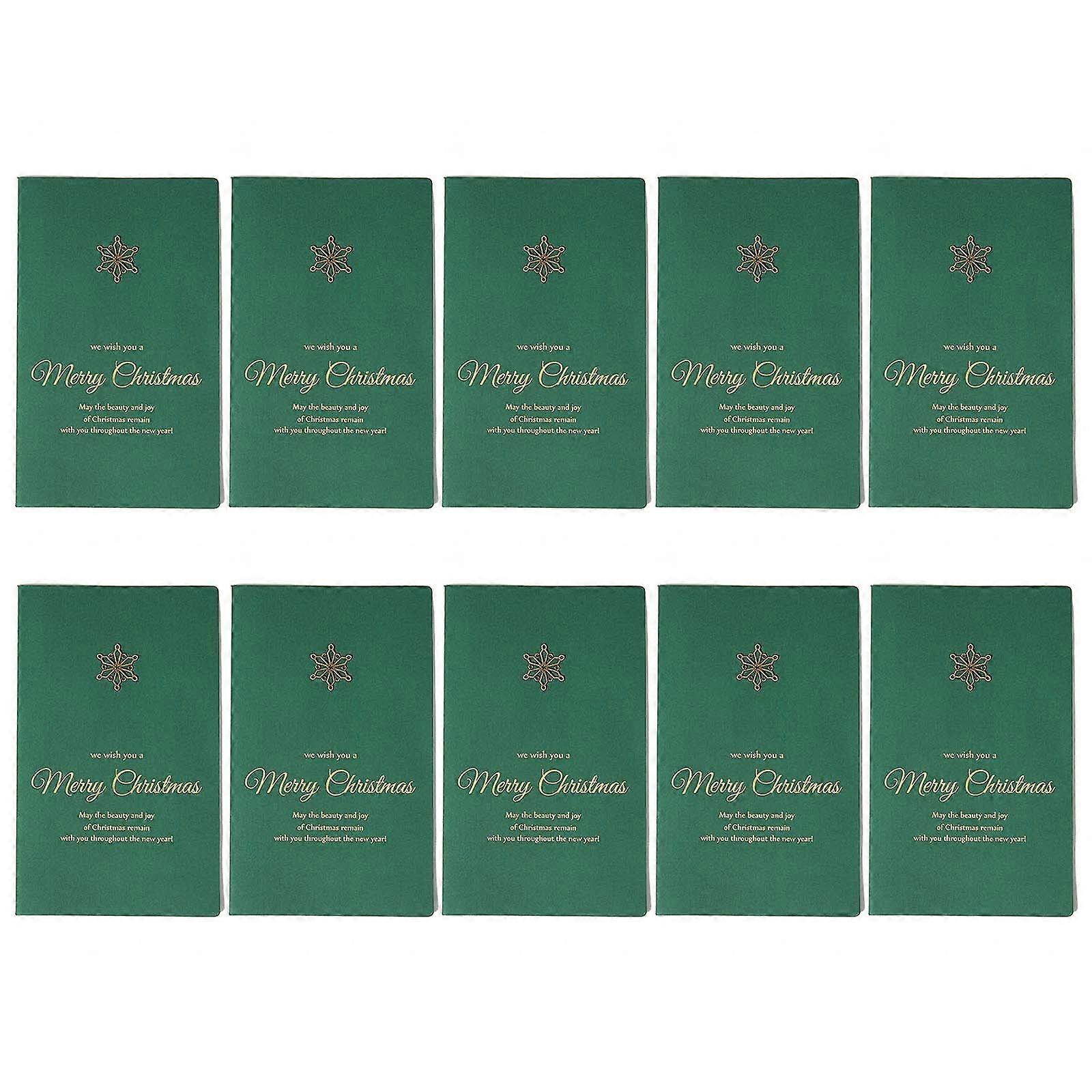 10Pcs Greeting Card Vintage Golden Pattern Christmas Card for Friend Family(Deer/Christmas Tree/Snowflake/Boot Pattern)