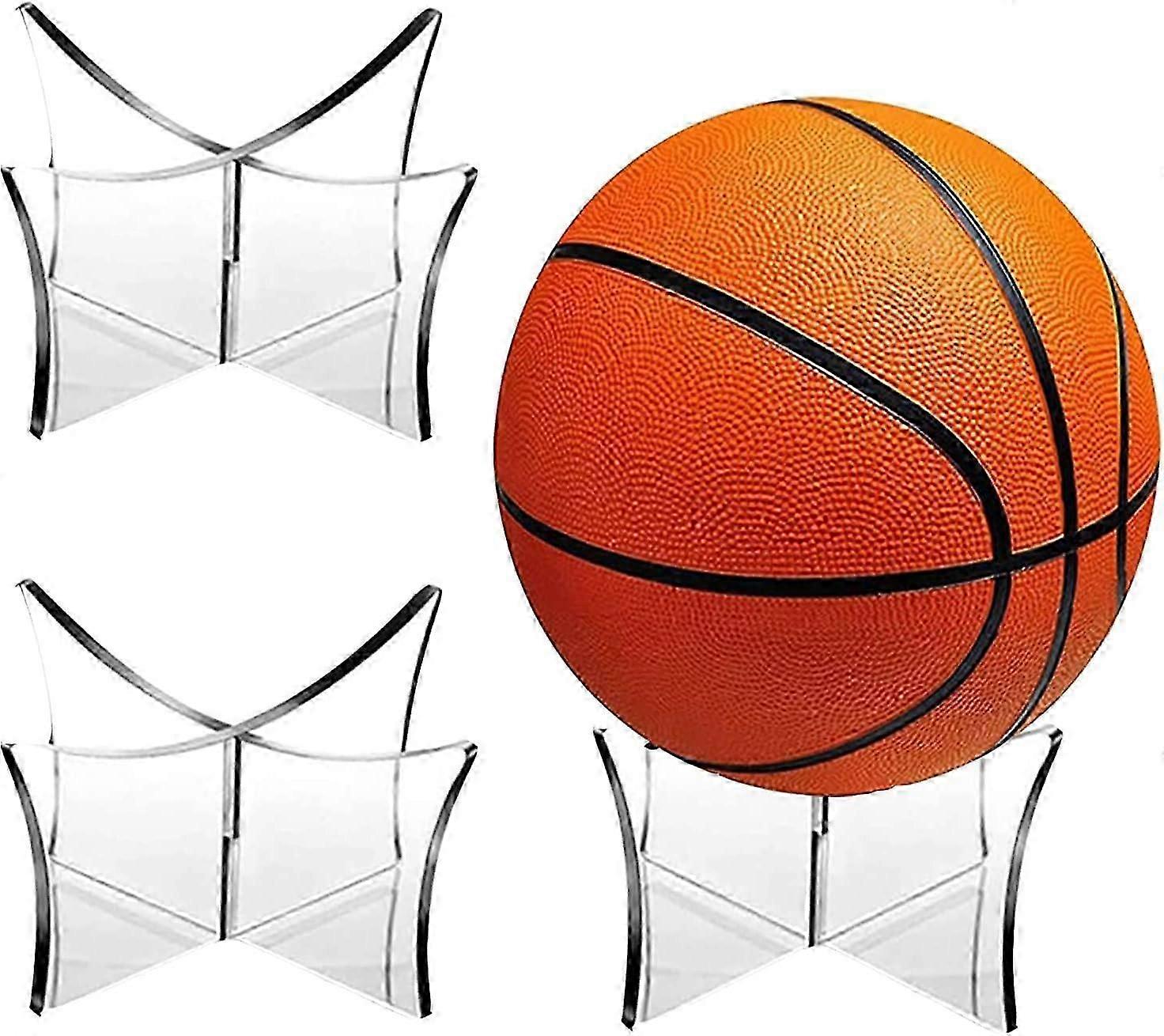 PETIT MANON 2PCS Acrylic Basketball Stand,Clear Display Stand for Basketball,Volleyball and Soccer Ball,Trophy Autograph Memorabilia Display Cases
