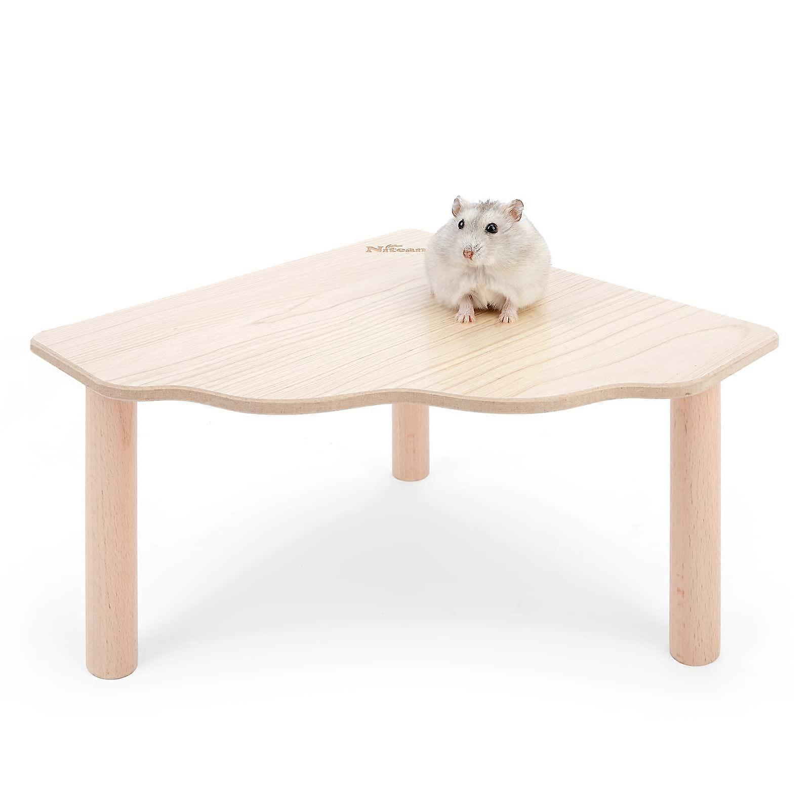 Wooden Platform for Dwarf Syrian Hamsters, Gerbils, Mice, Degus - 5.9 Inch Height, Small Pet Habitat Accessory