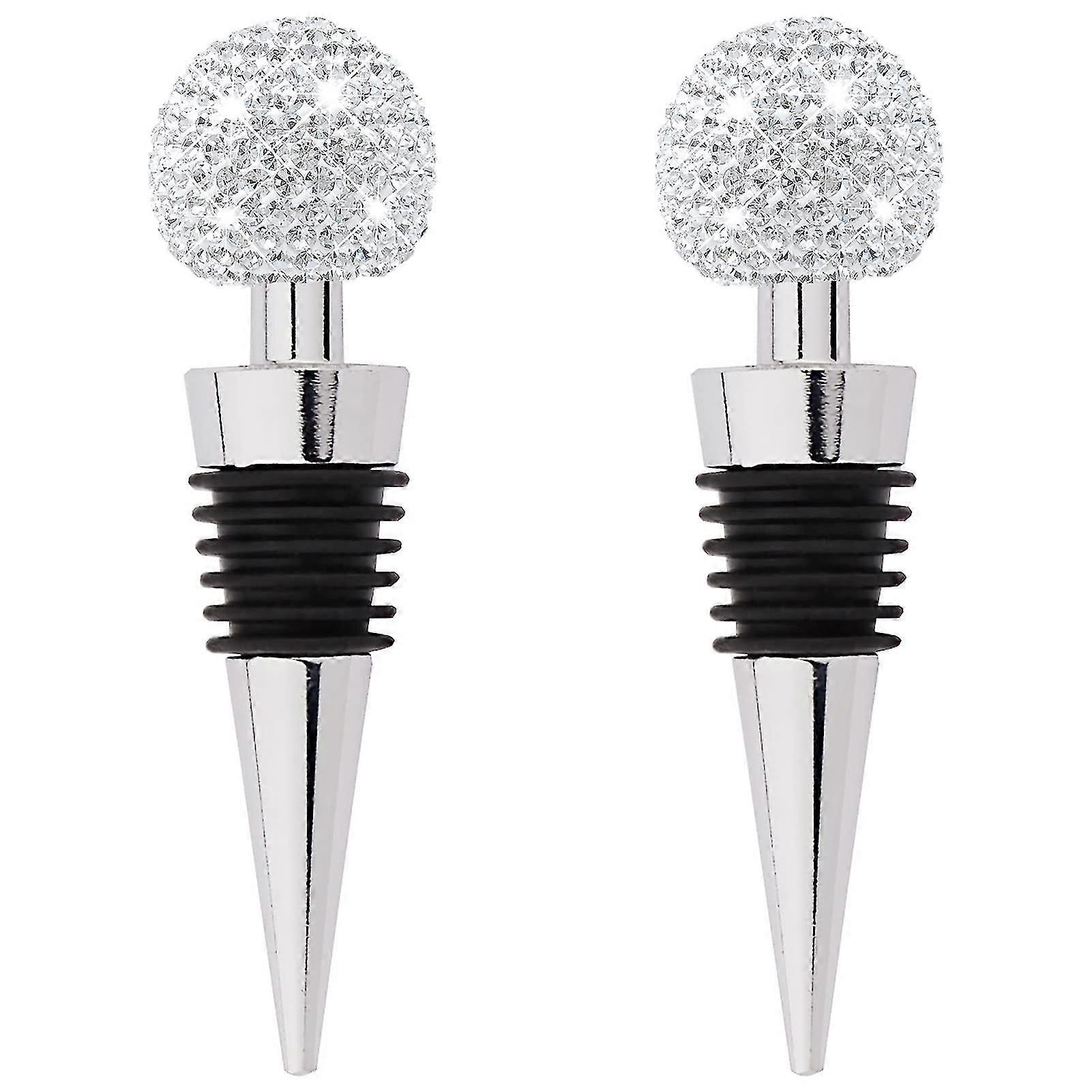 2pcs Bling διακοσμητικά πώματα κρασιού, αστείο χαριτωμένο βούλωμα μπουκαλιών που γίνεται (λευκό)