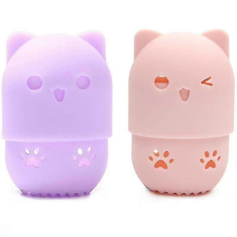 Makeup Sponge Holder, 2 Pcs. Makeup Blender Sponge Case, Cute Cat