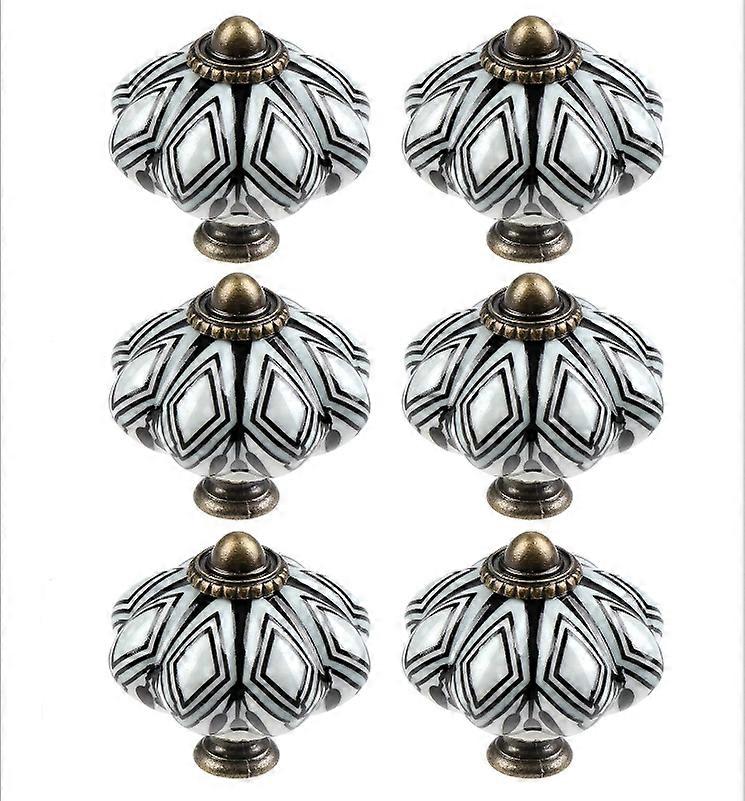 Pack Ceramic Cabinet Knobs, Chic Drawer Knobs, Antique Pumpkin Shape Kitchen Cabinet Handles, Round Furniture Door Knobs