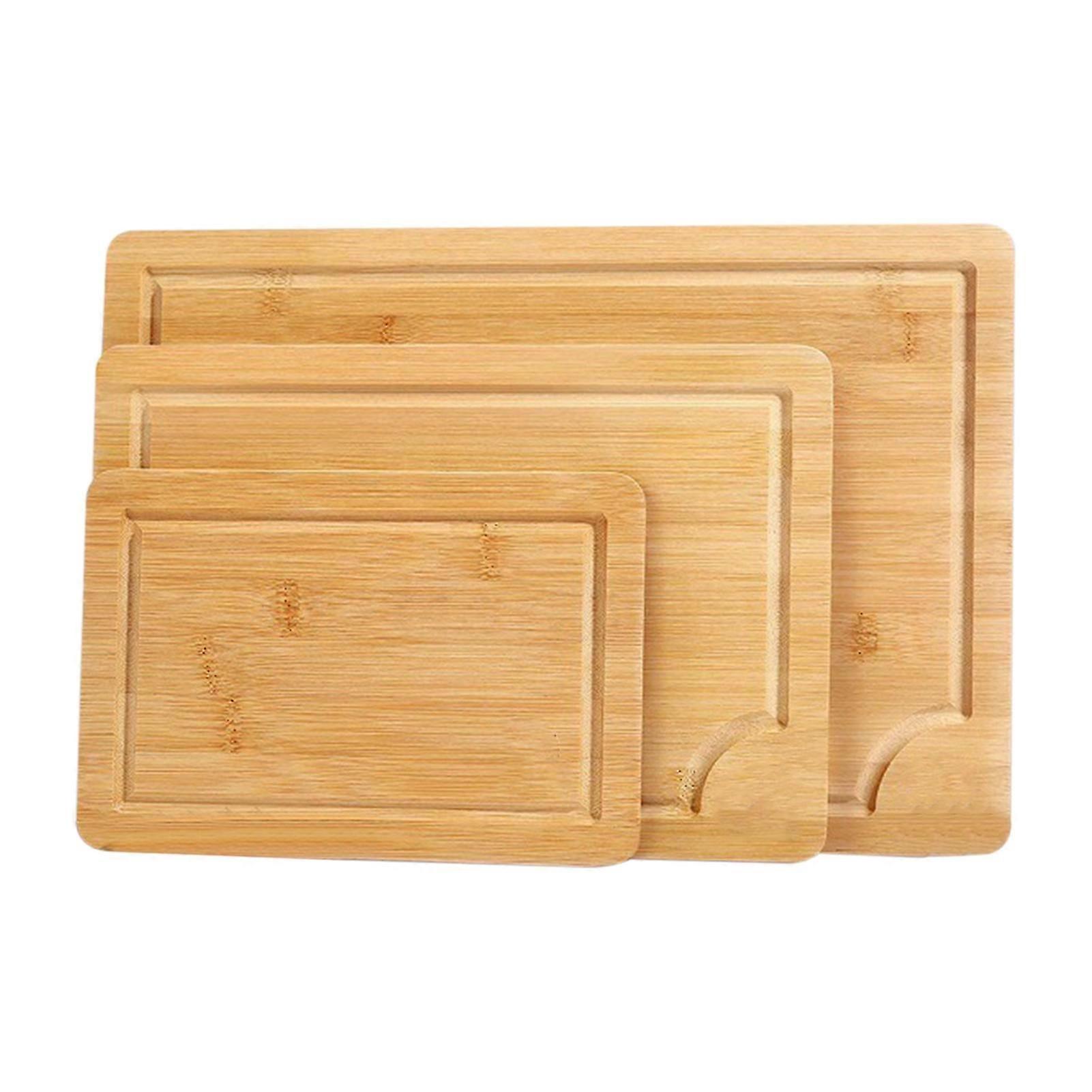 WXH3Pcs Bamboo Cutting Boards Set for Kitchen Versatile Rectangular Wood Cutting Boards with Juice Grooves Multi-Size Chopping Board Meat Fruit Vegeta