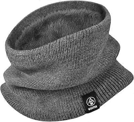 女の子の冬のニットフリーススヌードスカーフネックウォーマー防風伸縮性女性男性スポーツランニング(グレー)