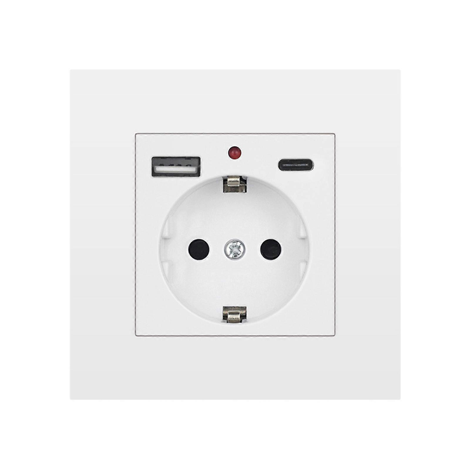 USB TypeC Wall Charging Outlet 16Amp European Power Socket with Quick Charging For Home and Offices Use 86mm Square