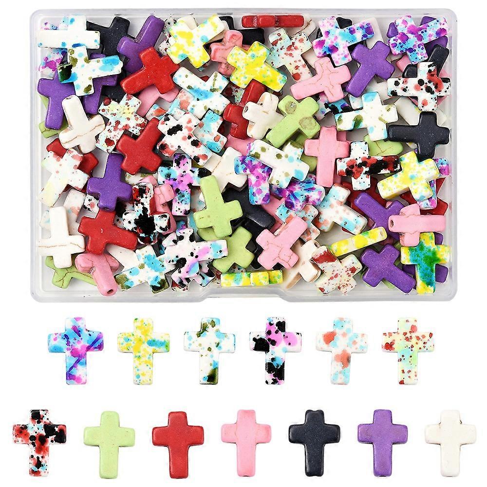 Craft Beads 120Pcs 13 Colors Dyed Synthetic Turquoise Beads Sets Cross