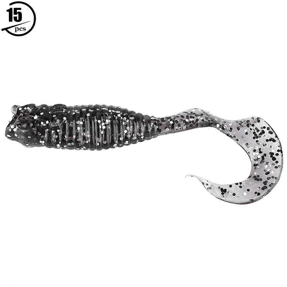 Elastic Worm Fishing Bait Soft Earthworm Maggot Lures Tackle Accessory(Black)