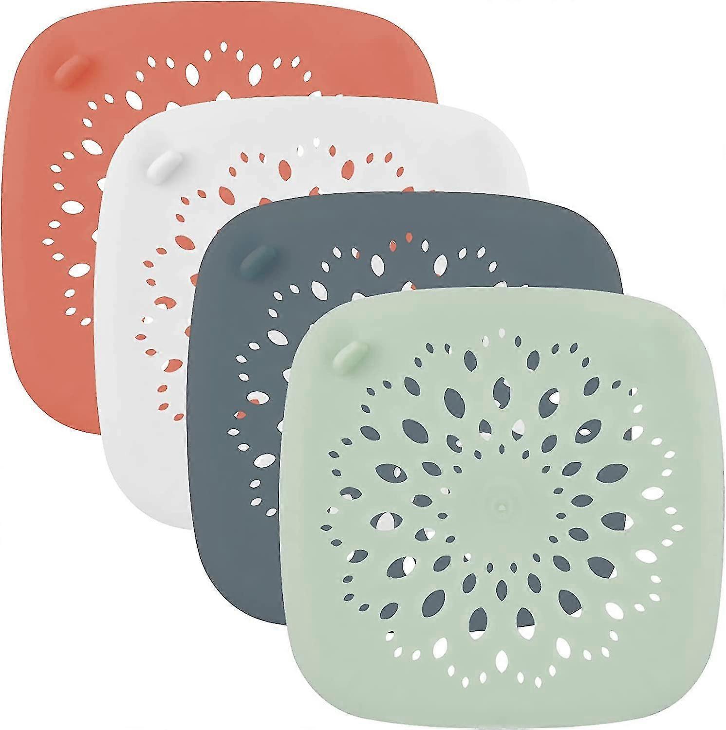 4pcs Silicone Gutter Filter, Drain Protector Filter, Yellow, Blue, Green, White