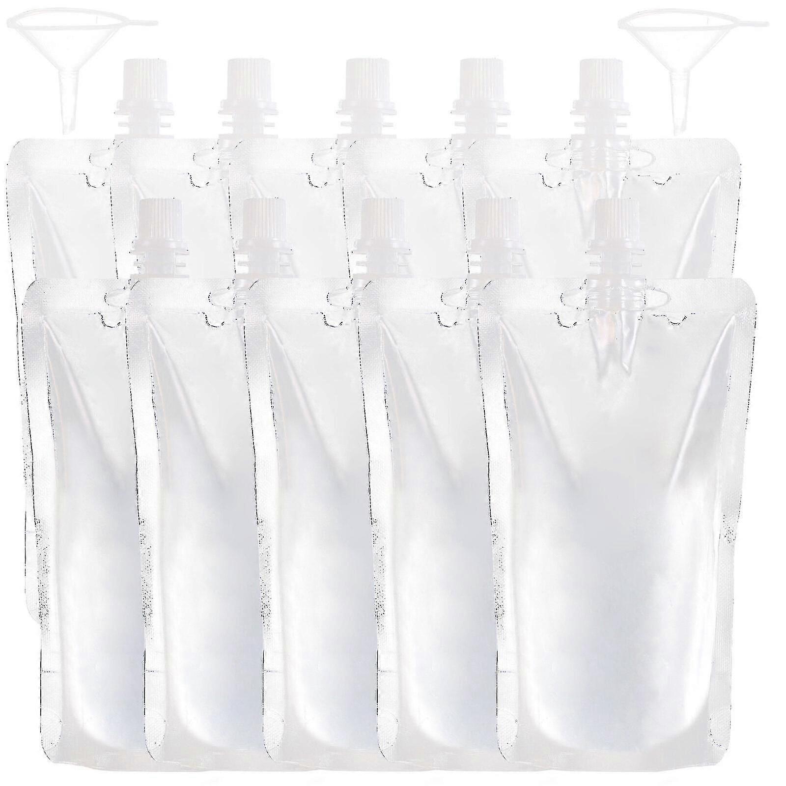 10pcs 250ml Reusable Drink Bag With Funnel, Leak-proof And Durable Plastic Pouch For Beverages, Juice, Water, Cold And Hot Drinks, Bpa-free Dxldv Disc