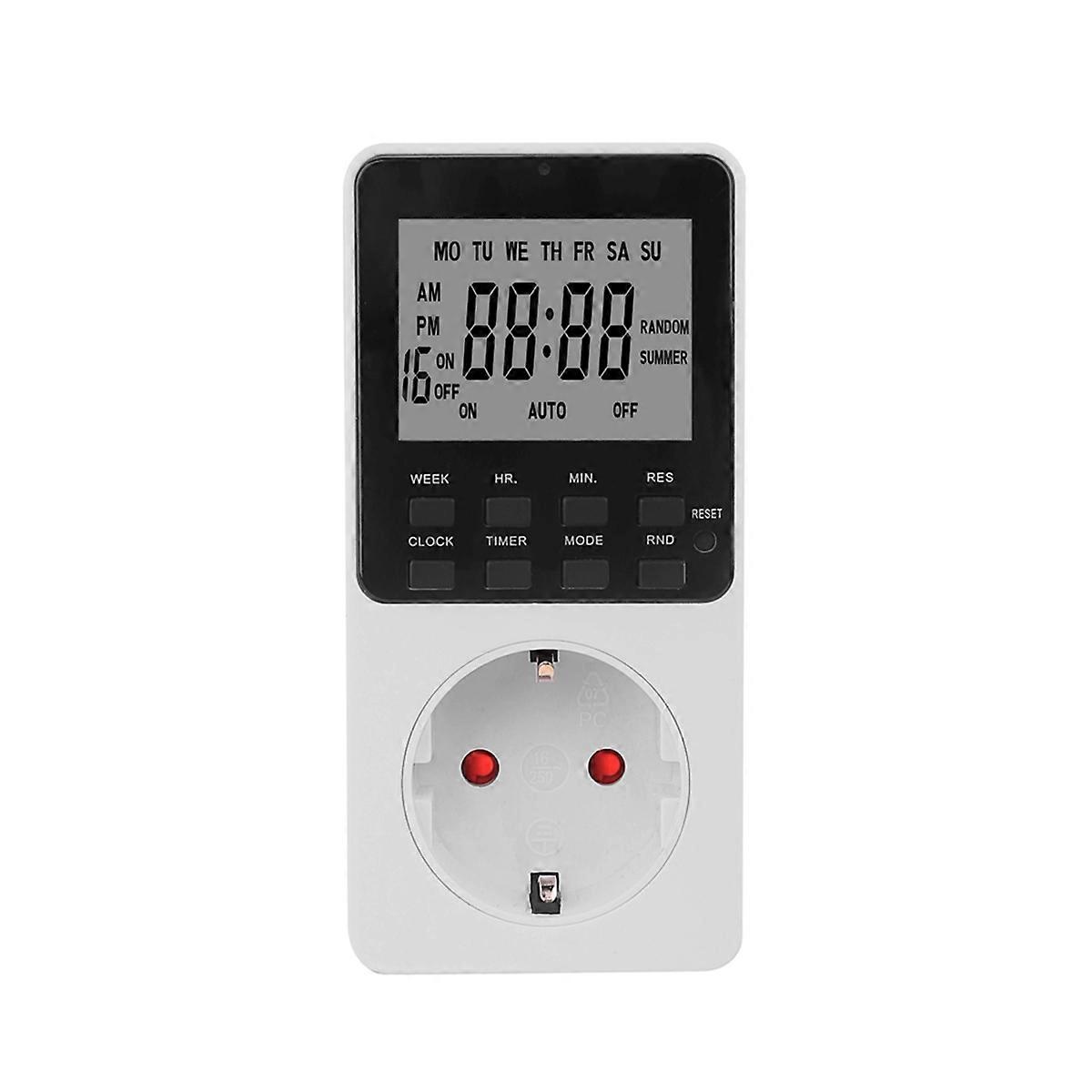 Electronic Digital Time Switch Kitchen Time Socket Outlet 230V 7 Day 12/24 Hour Programmable Timing EU Plug