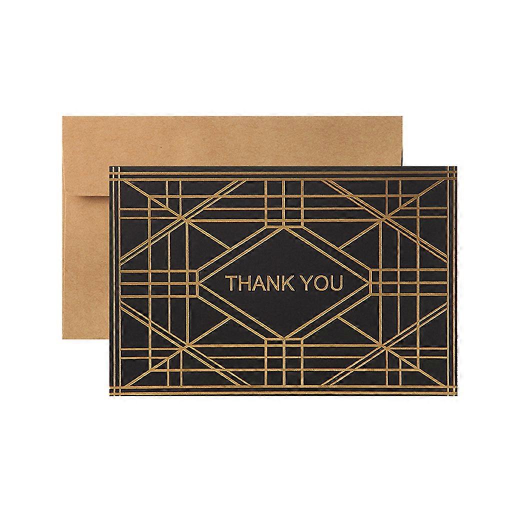 10pcs Thank You Cards with Envelopes Geometric Bronzing Folding Greeting Card