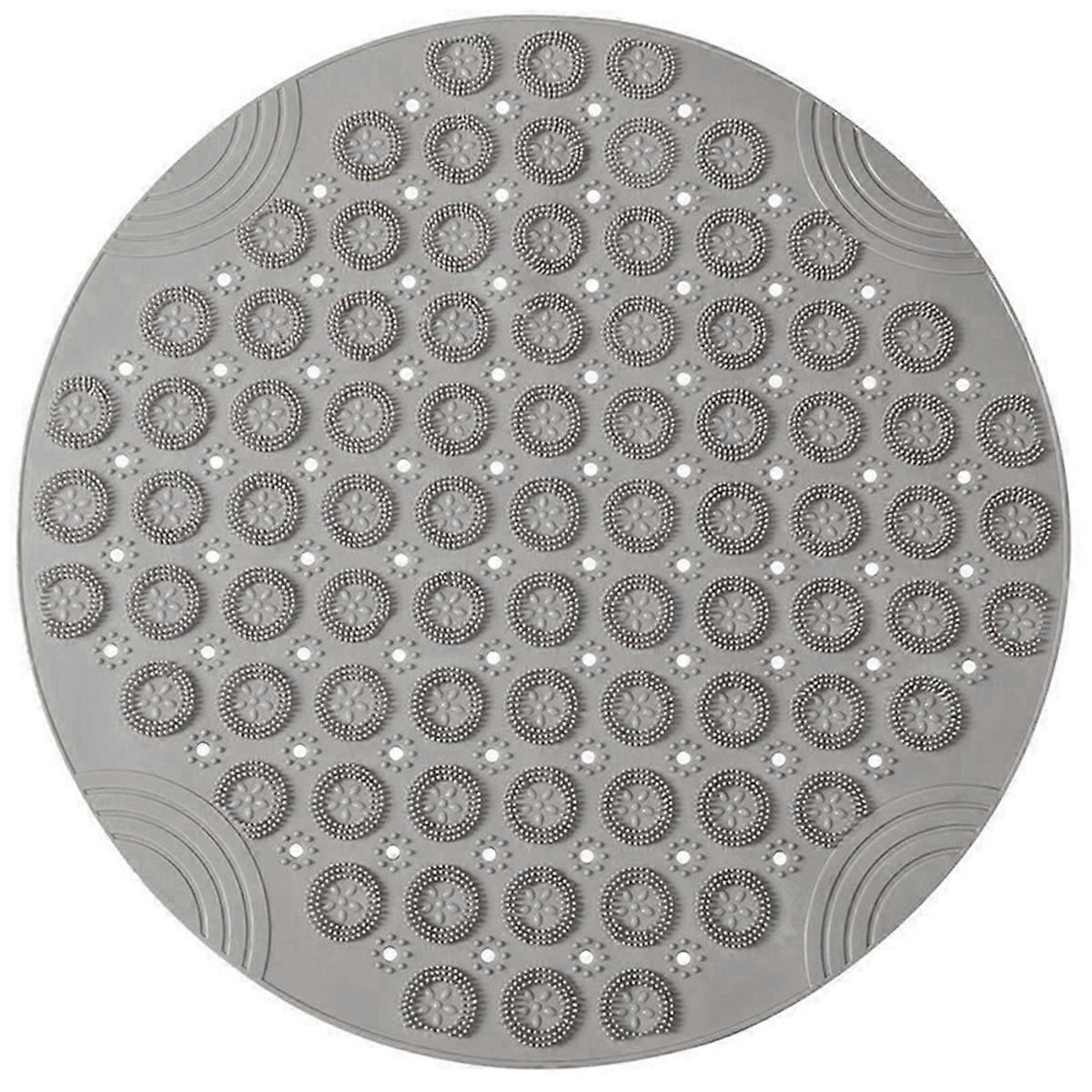 Round Non-Slip Shower Mat Strong Suction Bath Mats with Drain Holes with Raised Massage Loop