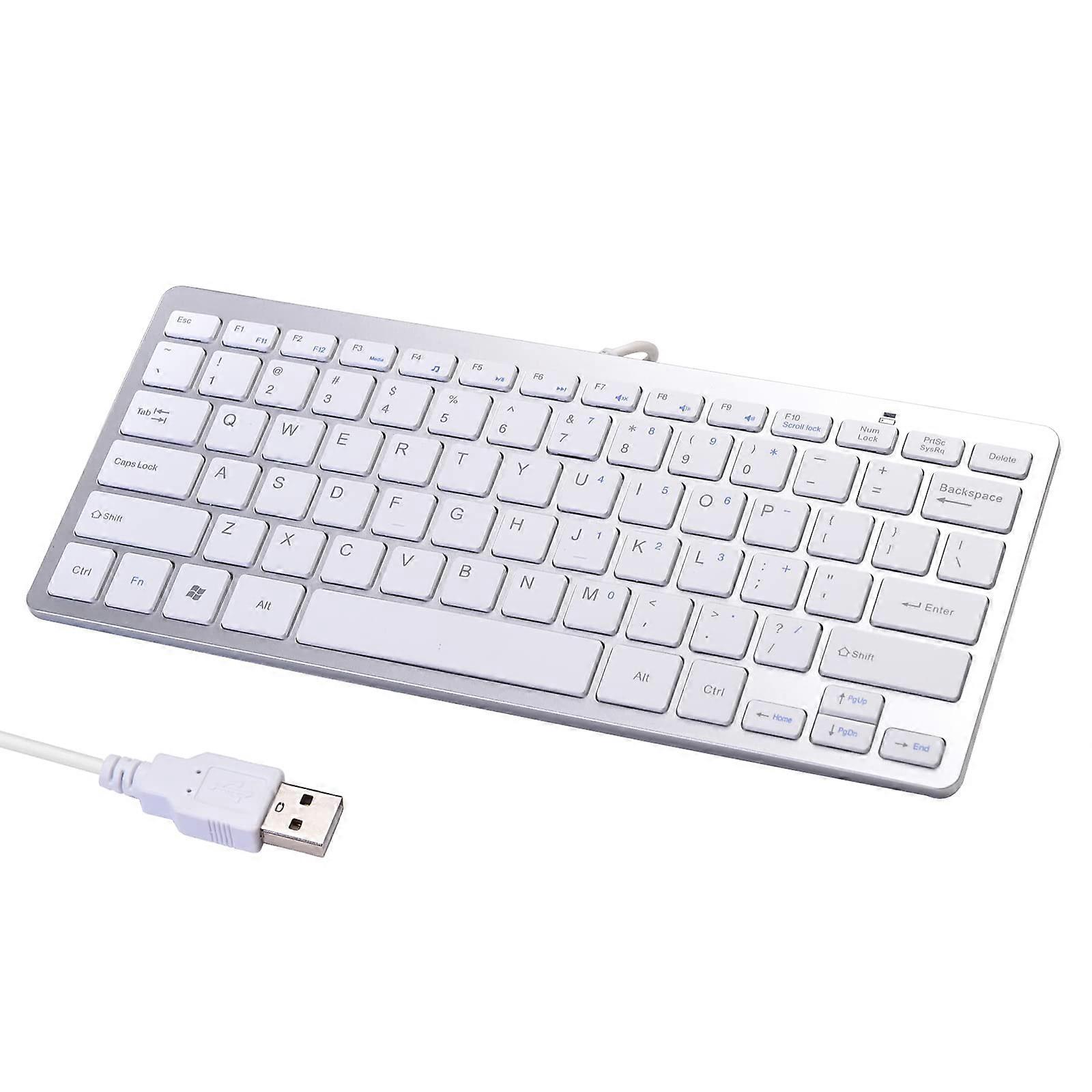 Upgraded PC Computer Laptop Mini USB Wired Small Super Thin Compact Multimedia Keyboard for Mac and Windows