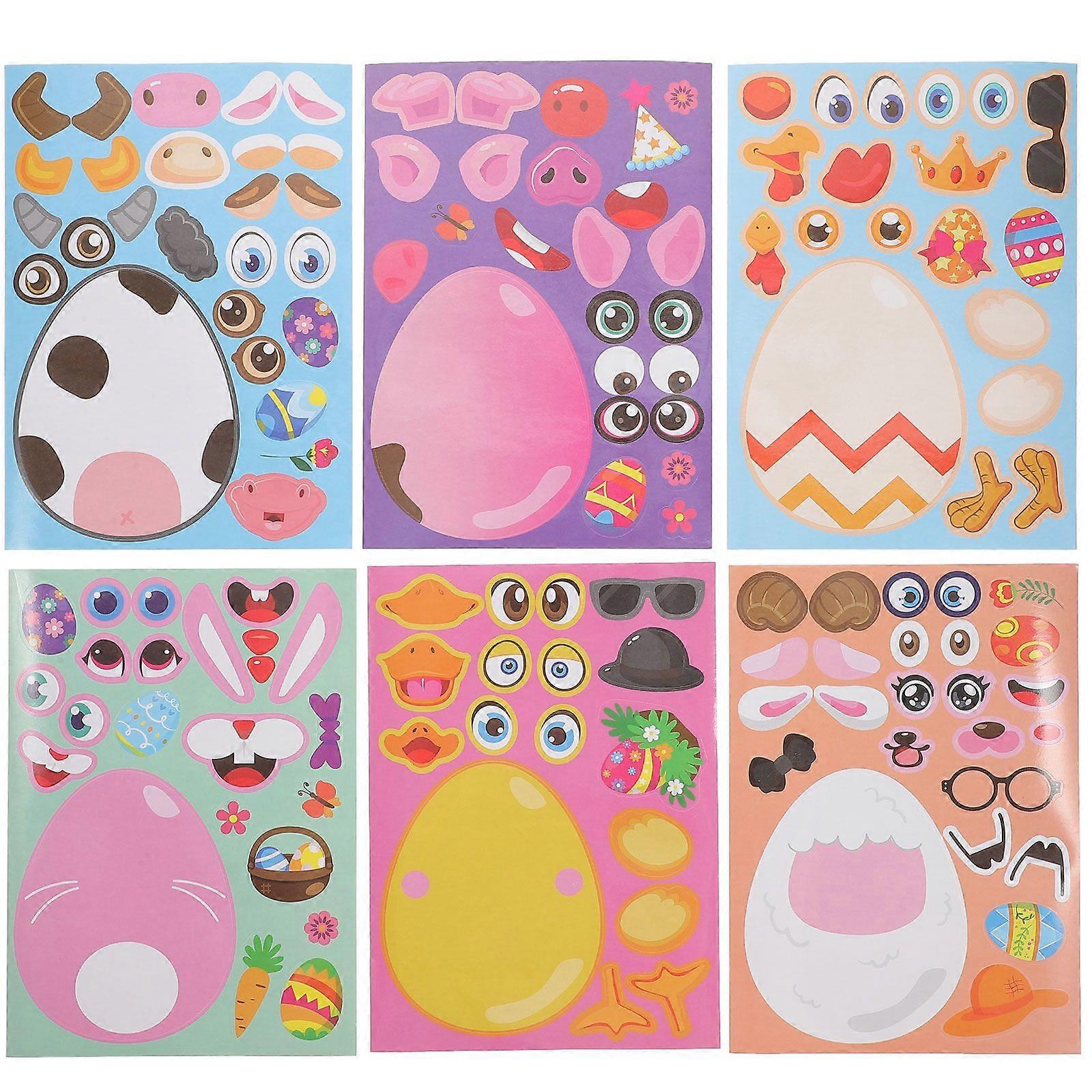 48 Sheets Easter Game Stickers Easter Party Favors Supplies Easter Egg Stickers