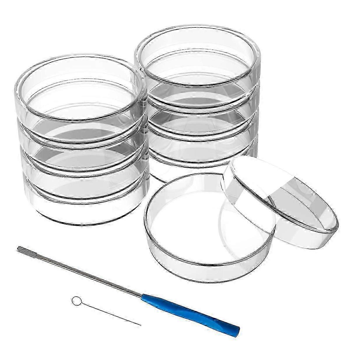 60 Mm Glass Dishes, 10 Pcs Autoclavable Lab Plates With A Inoculation Loop, Autoclavable And Reusab