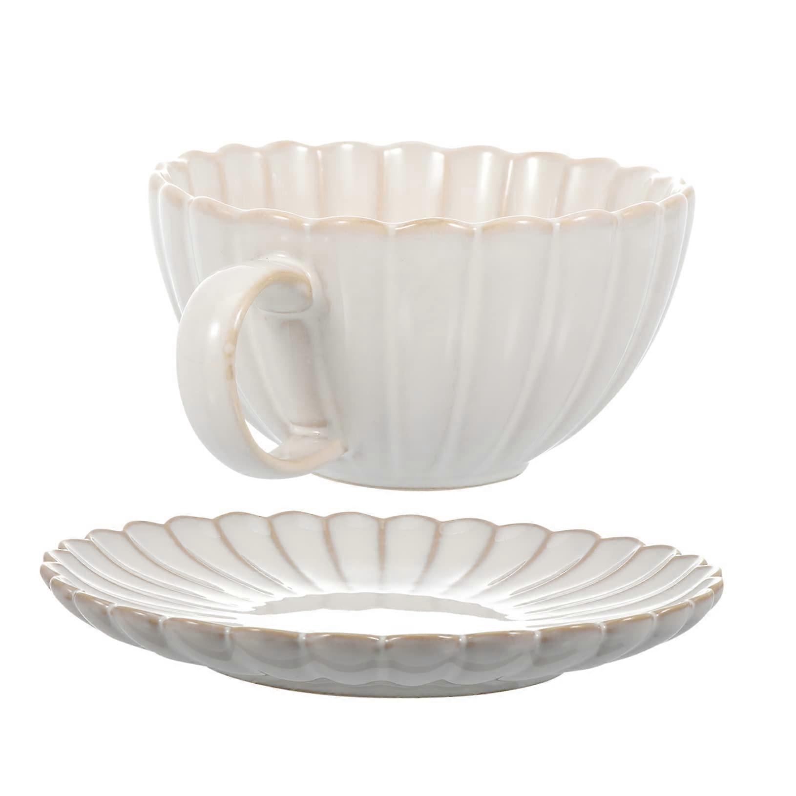 Ceramic Cup And Saucer Set White Ceramic European Style Tableware