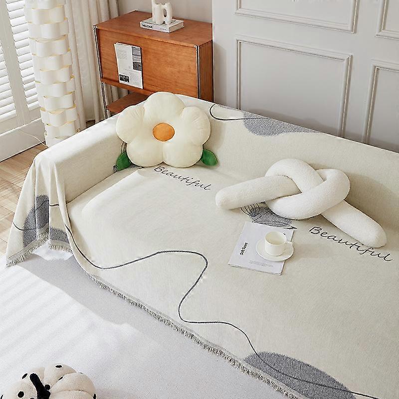 Chenille Tassel Throw Blanket Single Full Four Season Sofa Cover Dust Anti-cat Scratch Protection Cover Sofa Blanket Carpet