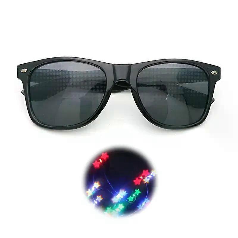 3D Prism Effect Diffraction Glasses Women Sunglasses Rectangle Rainbow Kaleidoscope Festival Style Rave Eyewear Clear/Gray lens