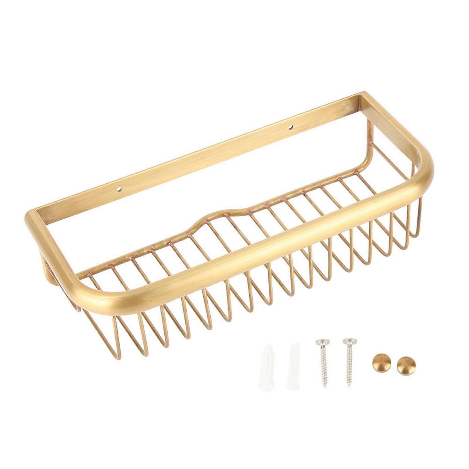 30cm Solid Copper Shower Basket Bath Soap Shampoo Storage Holder Wall Mount Bathroom Shelf