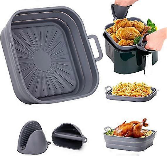 Air fryer lined with odorless square thickened foldable silicone baking tray