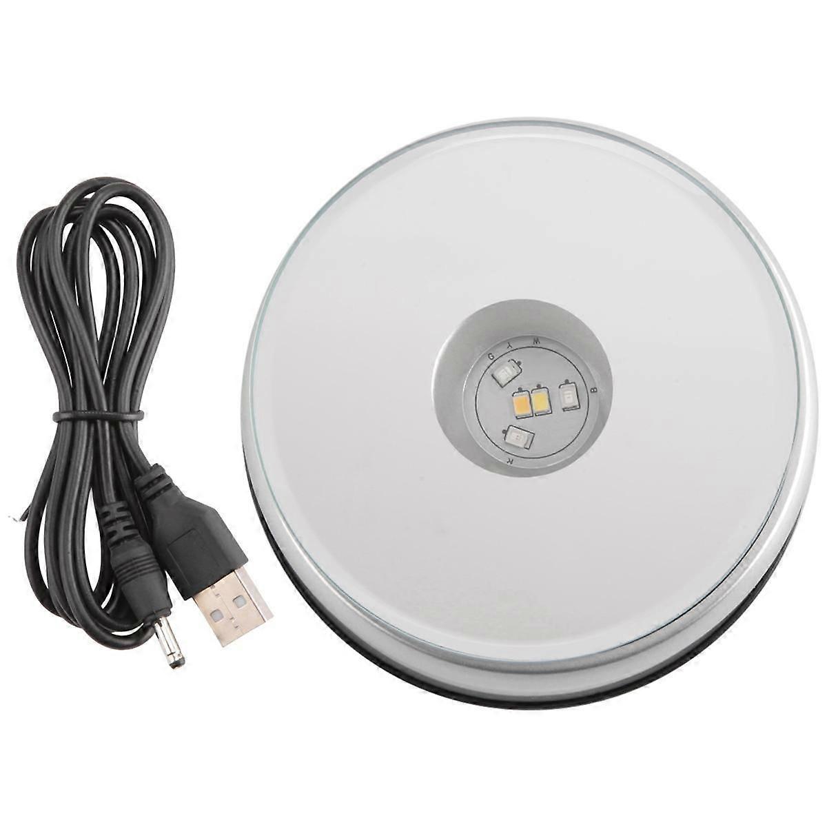 Display Turntable Base for Crystals Glass Art,LED Colored Rotating Crystal Display Base Stand with USB Cable