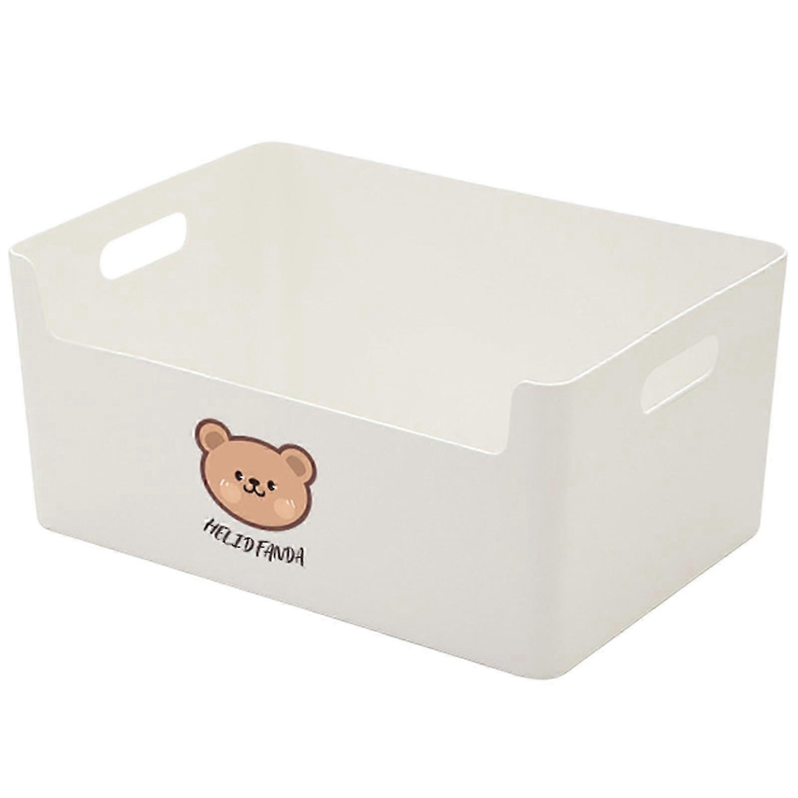 Storage Box Large Capacity Smooth Surface Handle Design Cartoon Bear Pattern Cabinet Sundries Storage Basket Household Supplies KAESI well