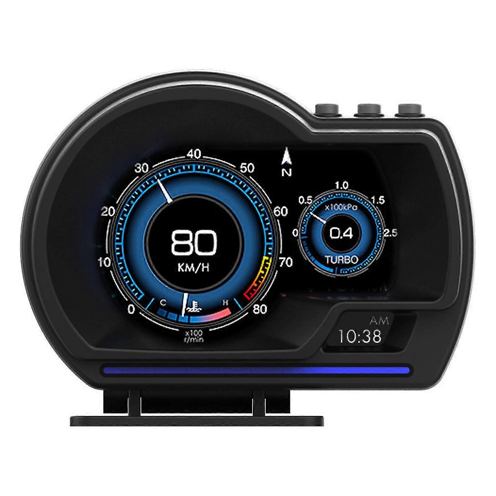 Head Up Display, OBD2 Gauge Display,GPS Smart Gauge Car HUD Speedometer Turbo RPM Alarm for Car Truck