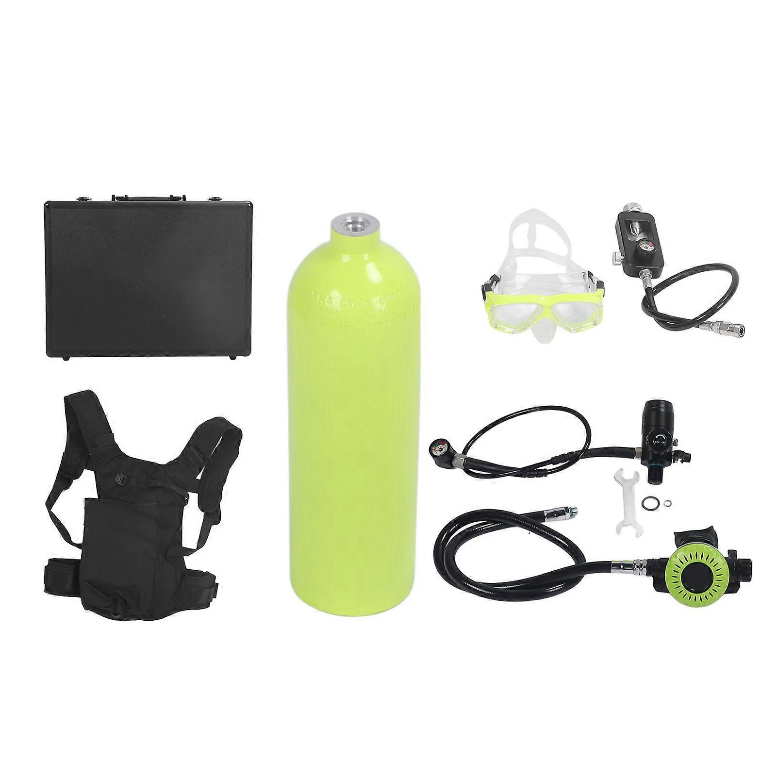 Mini Scuba Tank Kit Portable 2L Small Scuba Diving Tank Diving Oxygen Cylinder with Backpack for Underwater Exploration Rescue Green