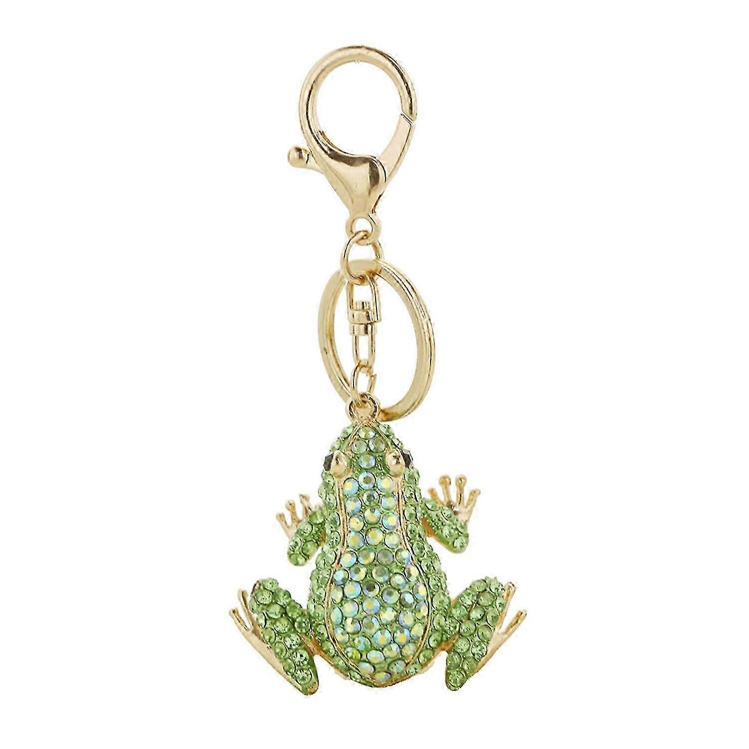 Creative Frog Pendant Keychain Sparkling Rhinestones Inlaid Car Keyring Backpack Bag Charm Keychain