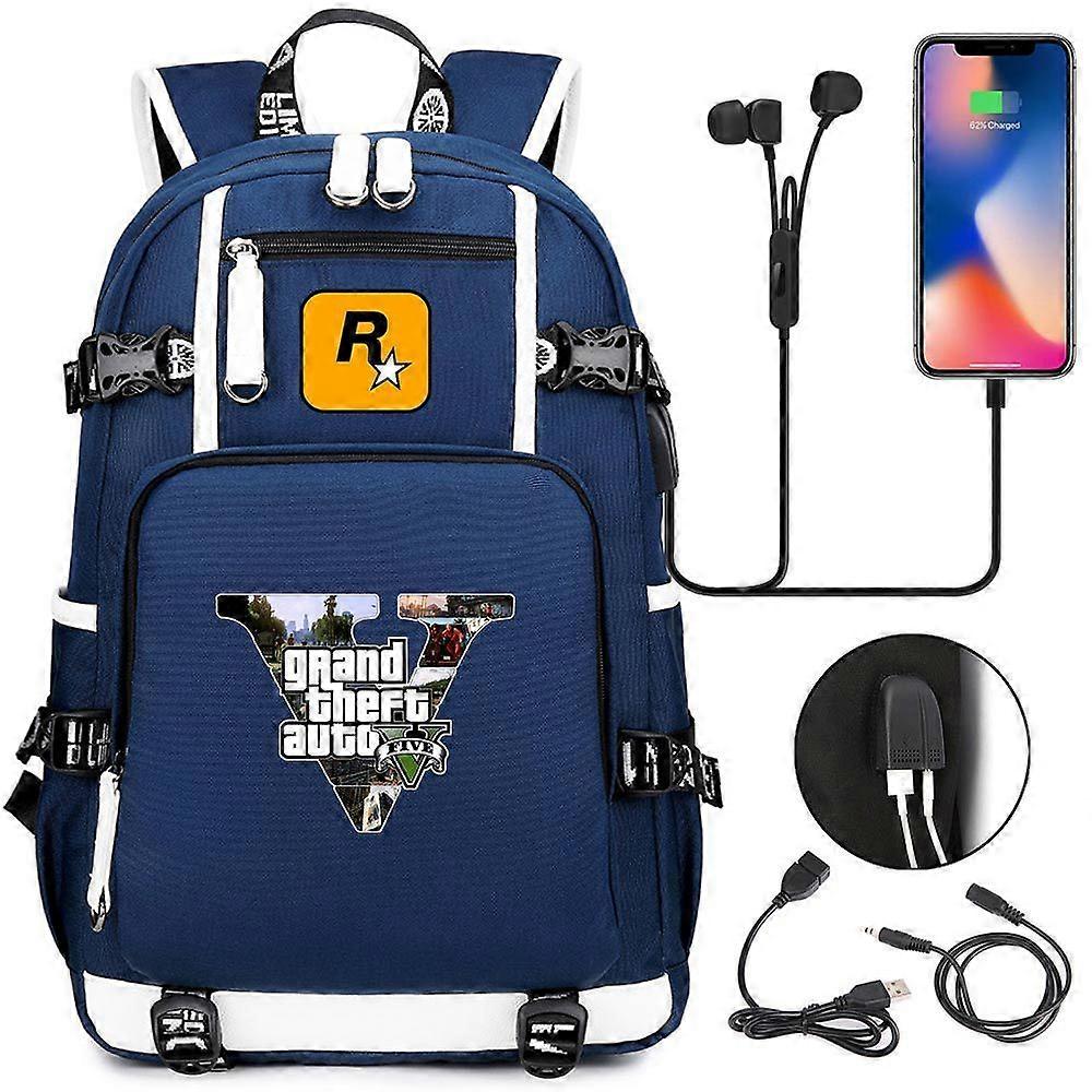 GTA5 حقيبة ظهر كمبيوتر محمول سرقة سيارات كبرى للرجال نساء USB شحن حقيبة ظهر للسفر Mochila متعددة الوظائف حقائب مدرسية مقاومة للماء