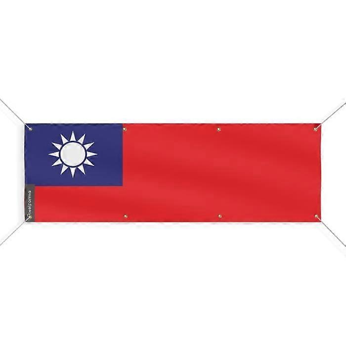Taiwan Flag Banner - PIXELFORMA - 70x210 cm - Durable Polyester - 8 Reinforced Eyelets