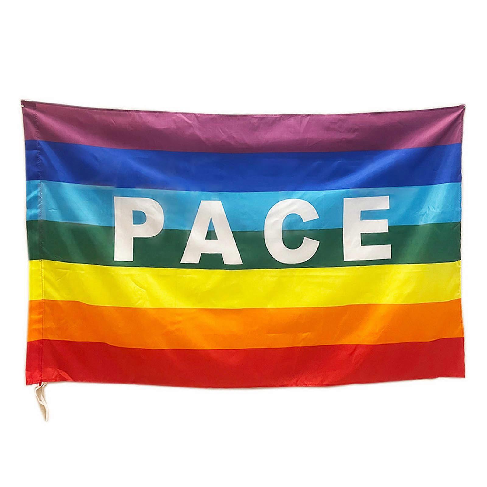 Σημαία ουράνιου τόξου PACEPEACE Πολύχρωμο στολίδι σημαιών πολυεστέρα παγκόσμιας ειρήνης για τις εσωτερικές υπαίθριες προμήθειες διακόσμησης αυλών κήπων