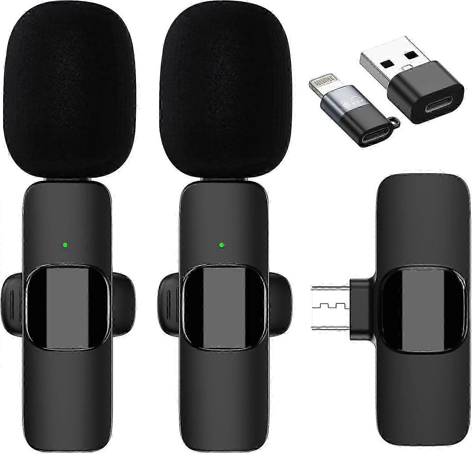 Wireless Lavalier Microphone Compatible with /iPad/Android Phone/Laptop for Video Recordin