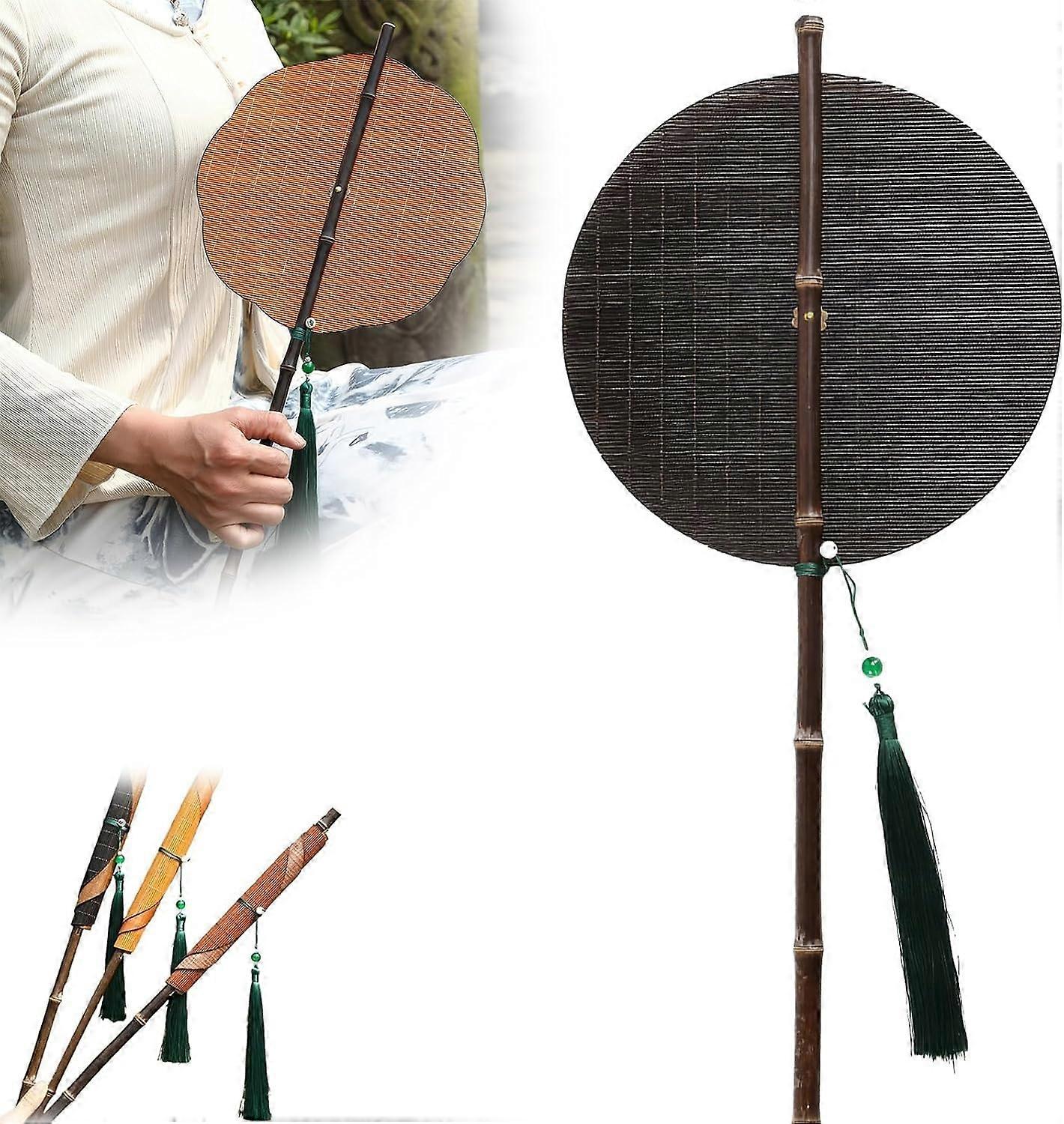 2024 Handmade Bamboo Folding Fan, Compact Round Cooling Fan for Women, Multi-Purpose Hand Fan for Parties and Outdoor Use