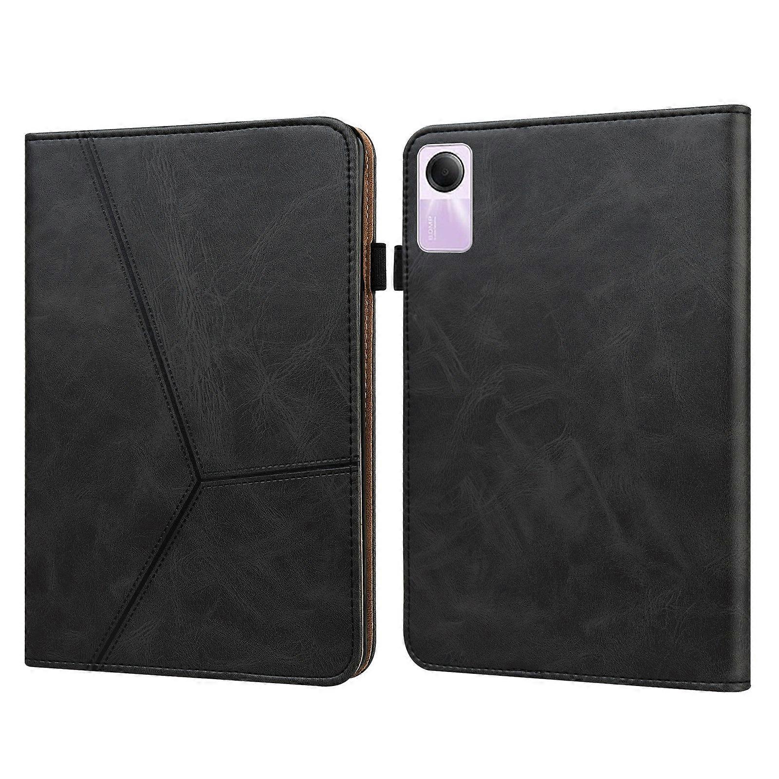Solid Color Stripe Embossed Leather Tablet Case