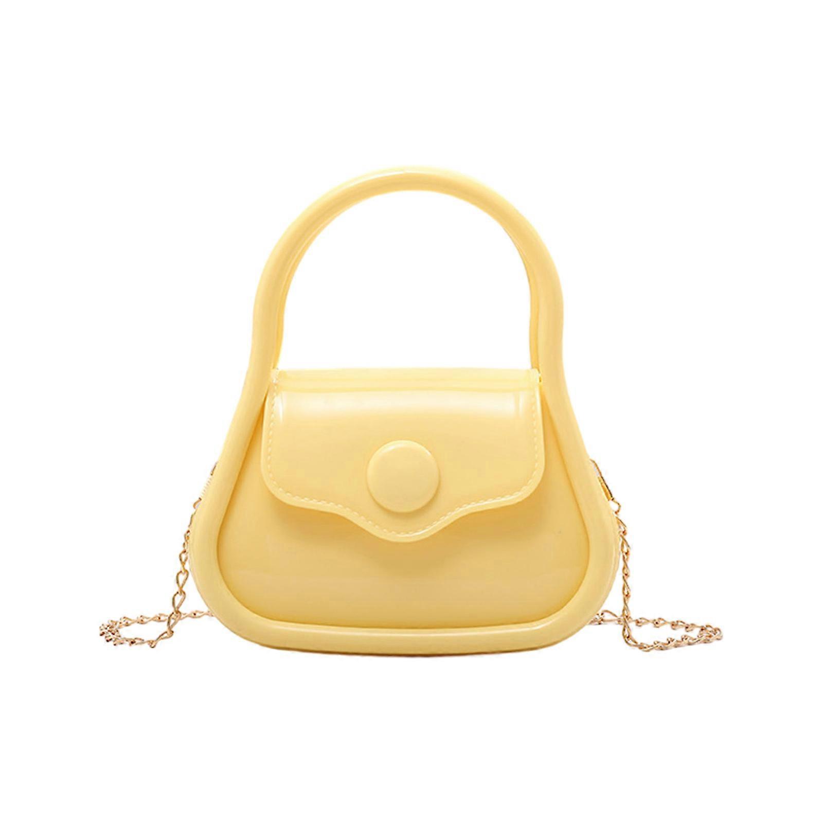 كيس جيلي أبيض PVC حقيبة أنيقة وعملية حقيبة كتف واحدة حقيبة عصرية مناسبة للتسوق والعمل والمواعدة أصفر