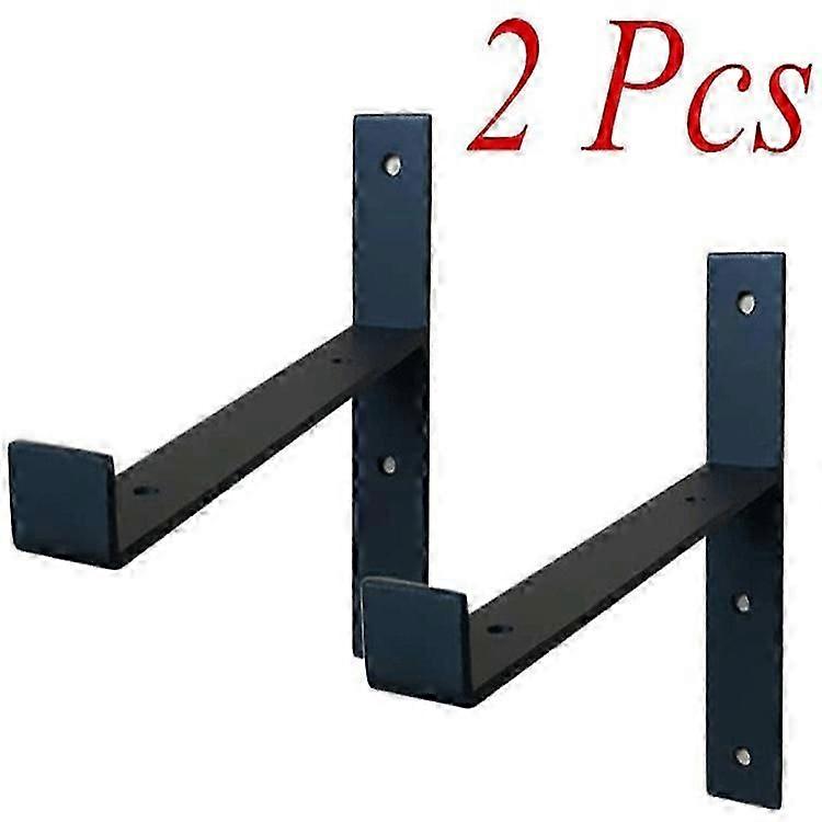 Shelf Brackets, 2 Pieces 200mm Bracket with Hook Wall Mount Shelf Brackets Wall Bracket Black Metal Bracket with Screws
