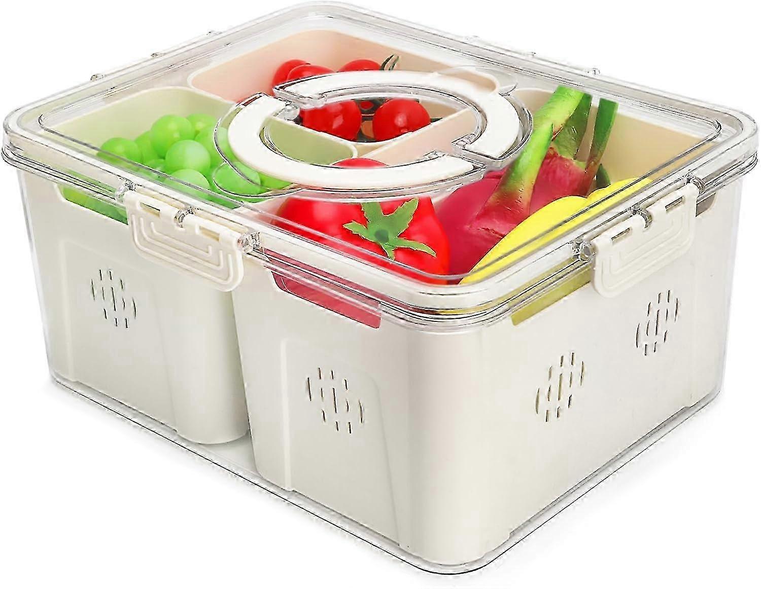 蓋とハンドル付きの冷蔵庫収納容器、取り外し可能なザルフードボックス3個