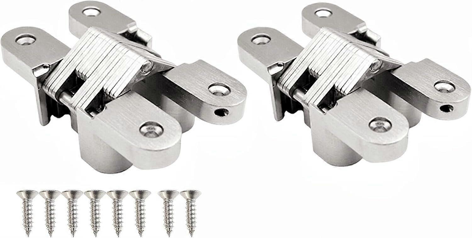 2PCS Stainless Steel 304 Hidden Hinge,Silent Close Invisible Mounting Folding