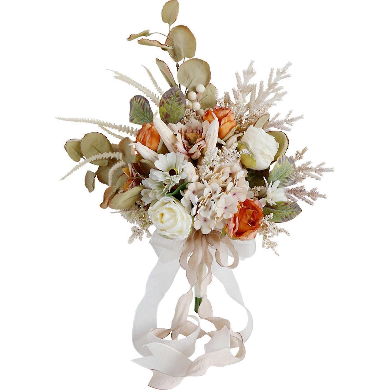 Elegant Artificial Flower Bouquets, Champagne Color, Cluster Arrangement, Stylish Home Decor Floral Centerpieces