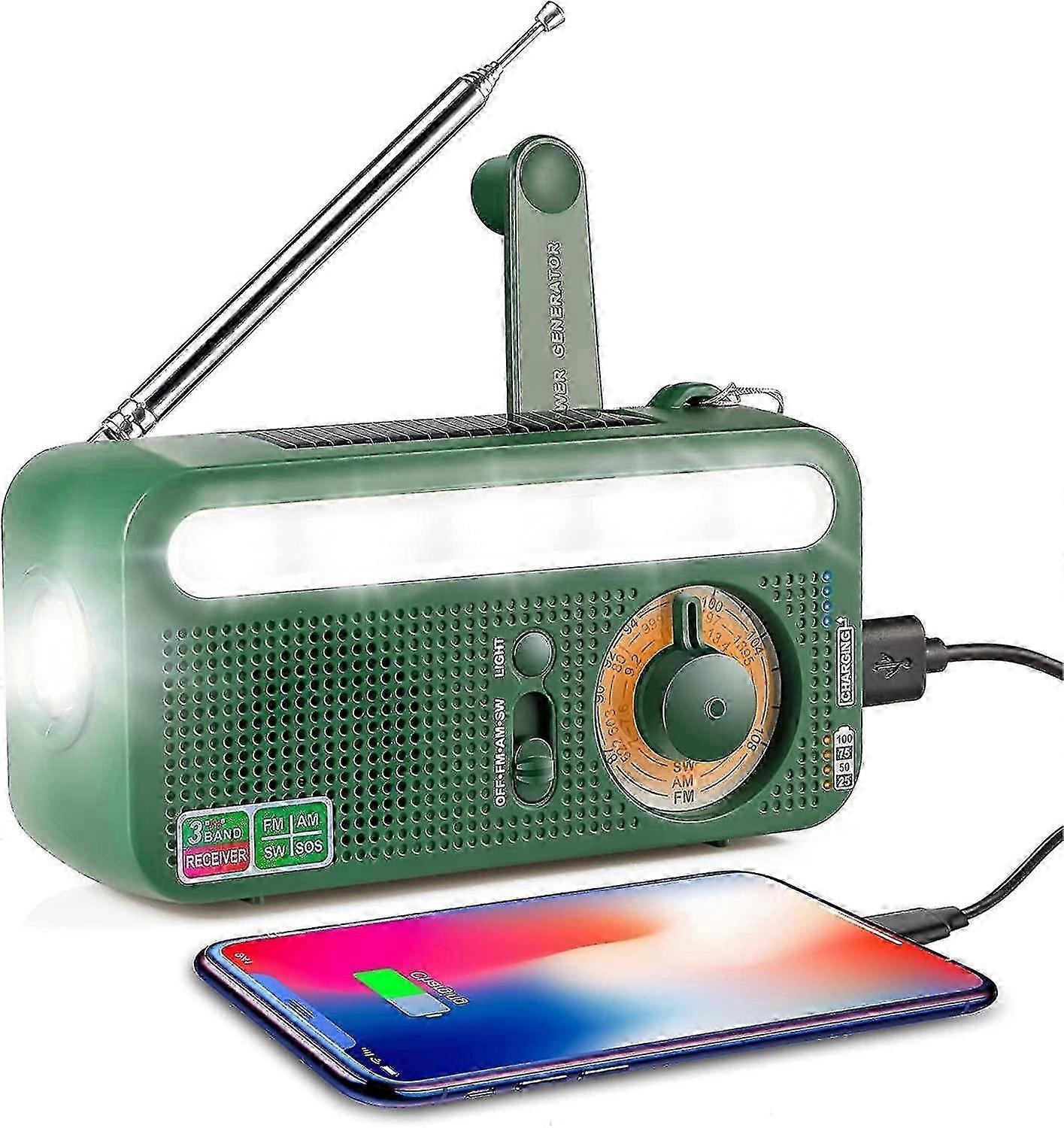 Solar Crank Radio Portable Rechargeable Radio with AM/FM/SW Built-in 2000mAh Rechargeable Battery SO