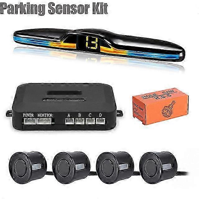 New LED Parking Sensor System with Backlight, Monitoring Display Kit, Backup Detection Assistant, Featuring 4 Probes for Enhanced Parking Su
