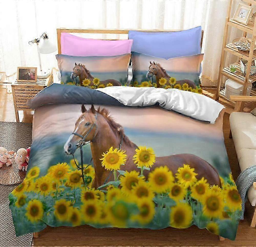 Conjunto de Presente de Lençóis Florais de Girassol - Conjunto de Cama de 3 Peças com Capa de Edredom e Fronhas, Adequado para Várias Marcas