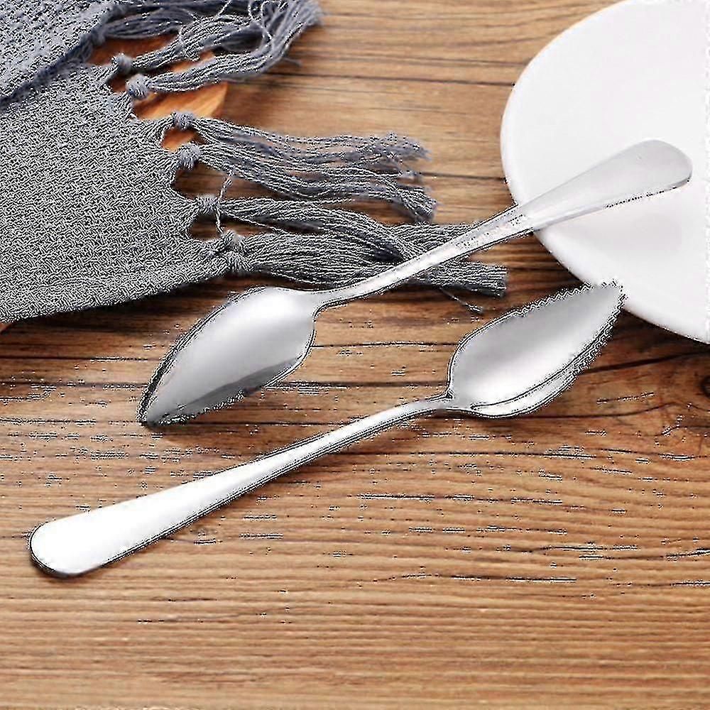 Cookware Sets 2pc Thick Stainless Steel Grapefruit Spoon Dessert Spoon Serrated Edge