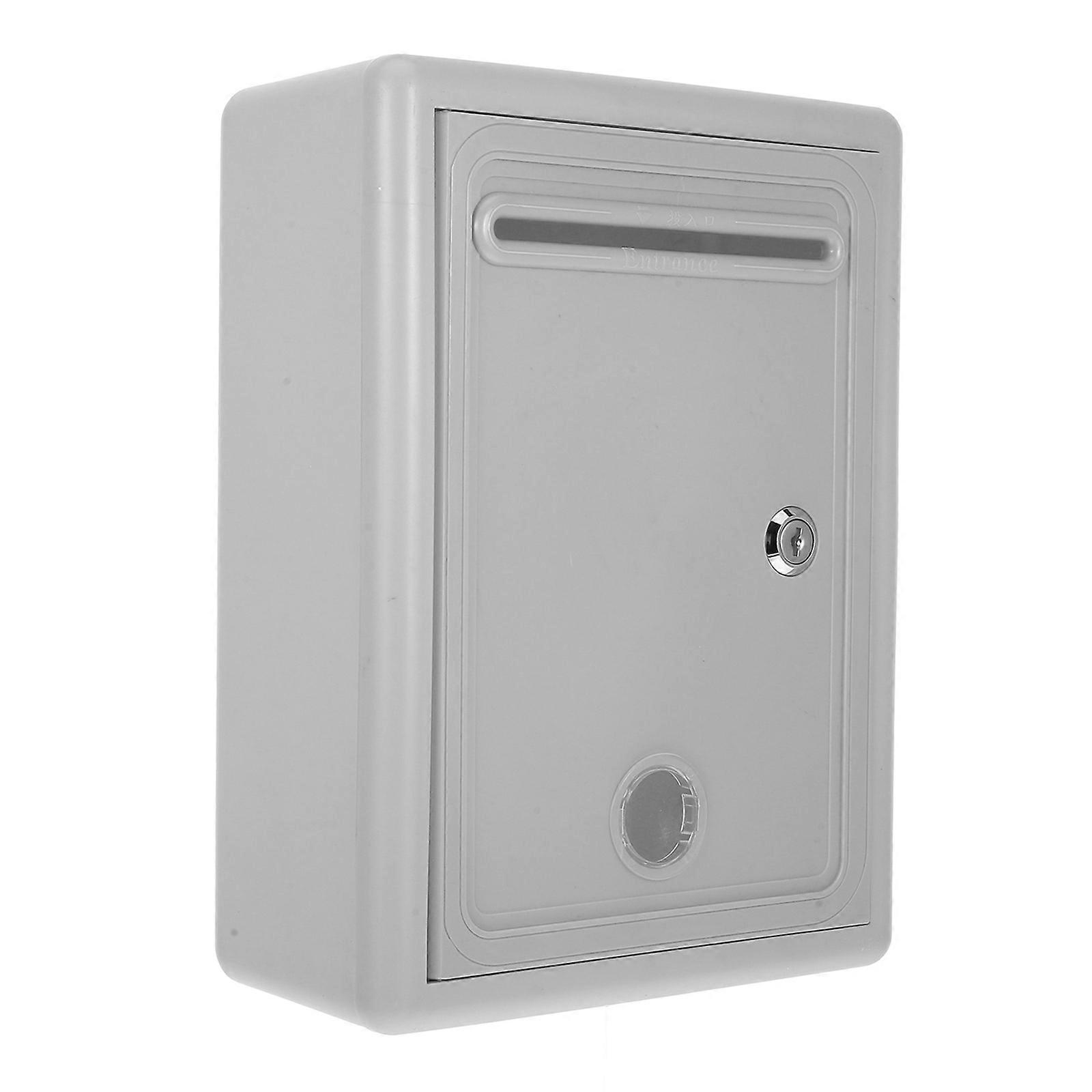 Wall Mounted Donation Box Grey Metal for Daily Use Lockable Collection Box