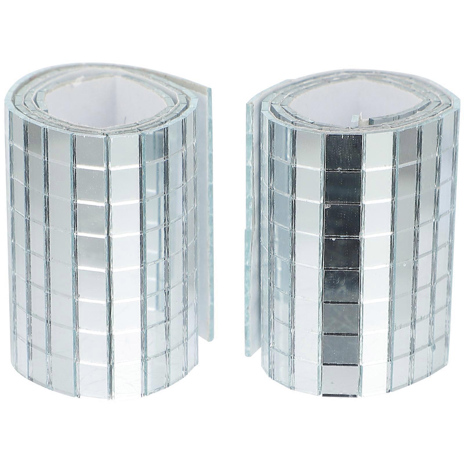 2 Rolls Adhesive Mirror Stickers for DIY Wall Decor – Self Adhesive Tile Decals in Silver Finish for Home Projects